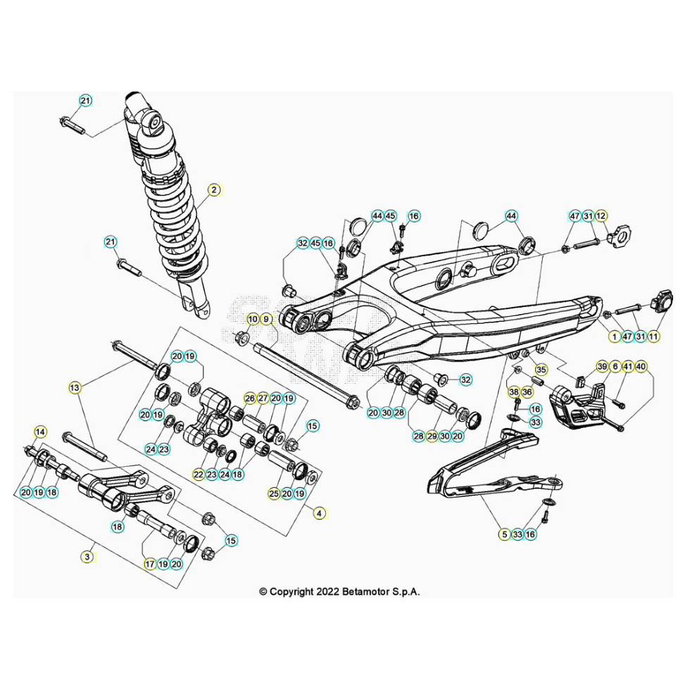 Beta RR390 23 Schwingarm/Federbein 2 Ersatzteile Beta RR390 23 Schwingarm/Federbein 2 Ersatzteile